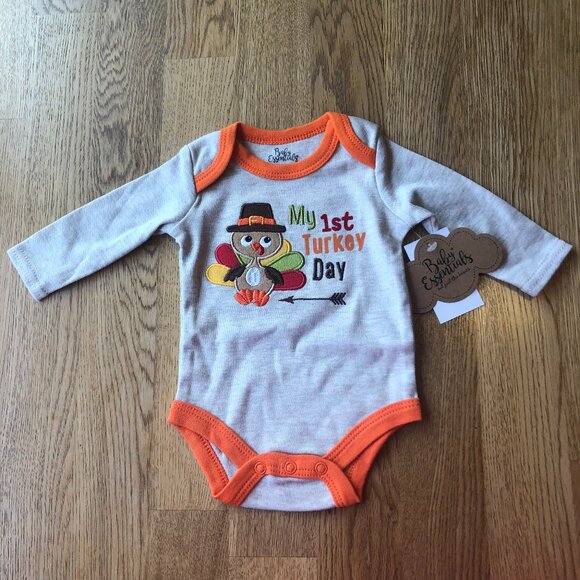 Baby Essentials My 1st Turkey Day Newborn Bodysuit NWT - Picture 1 of 5